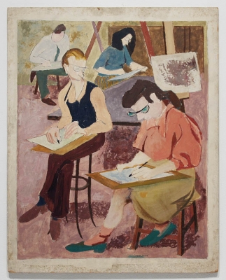 Oil painting of students